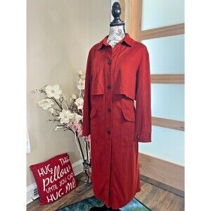 Zara Trf Women's Small/M Full Length Coat Fall Orange Color Long Sleeves Pockets